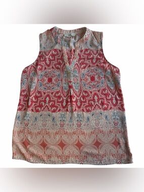 Olive & Oak Red Paisley Print Sleeveless Blouse | Size M